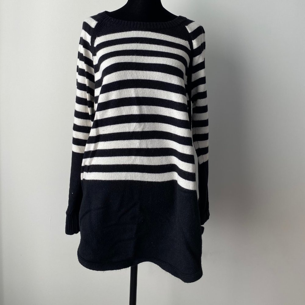 Anthropologie Black & White Striped Sweater Tunic